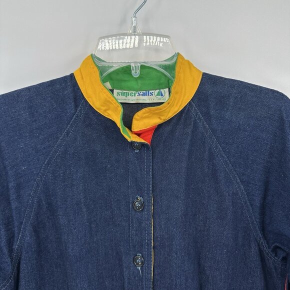 preppy artsy nautical denim colorful M - Picture 8 of 10